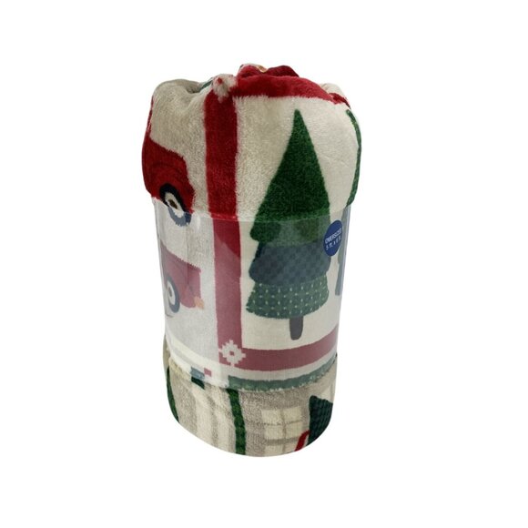 The Big One Oversized Holiday Plush Throw Blanket Truck Grid 6ft.x 5ft. - Picture 2 of 4